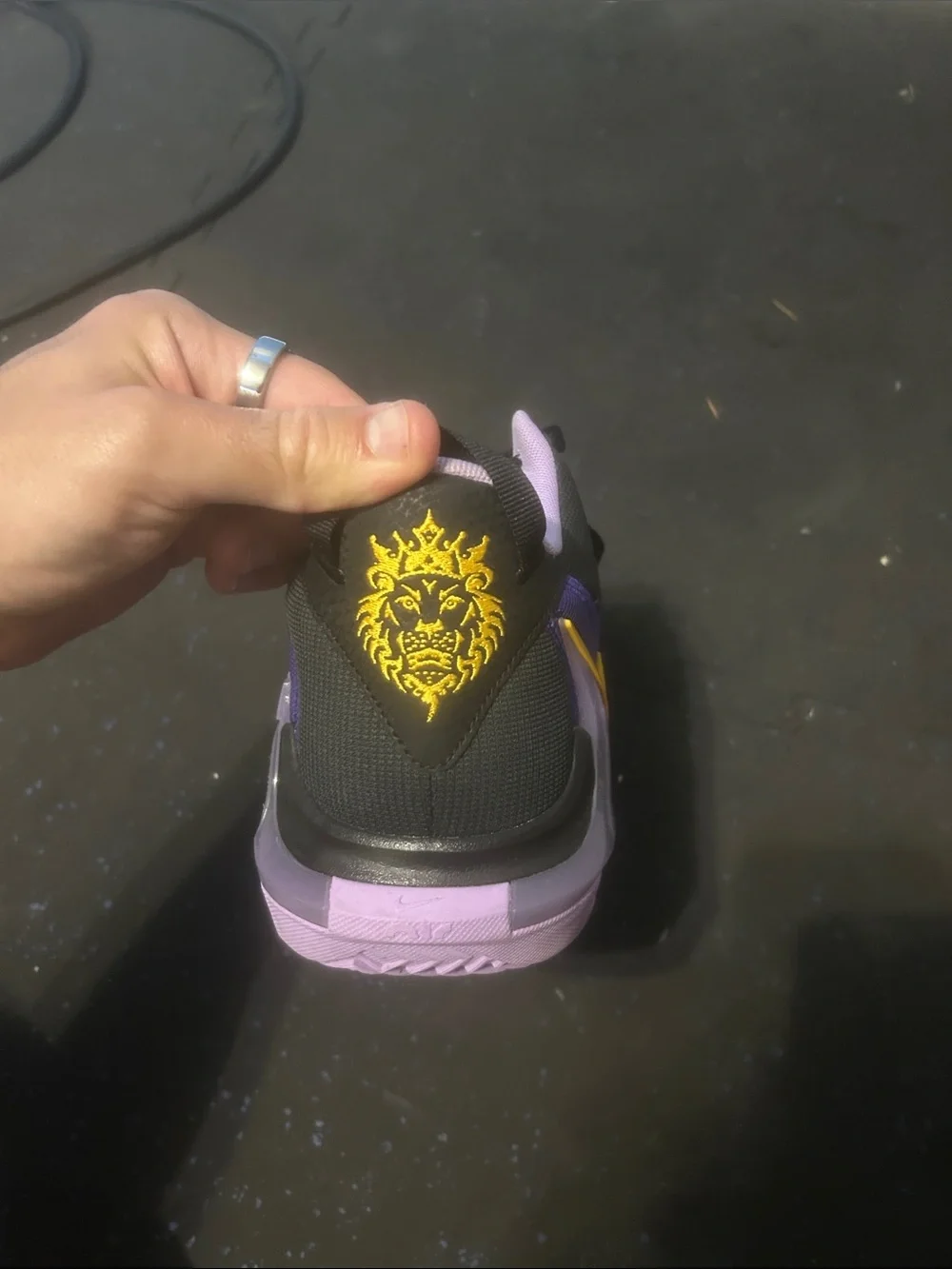 Nike LeBron King shoes purple,black,and yellow